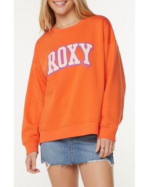 Roxy Morning Hike Oversize Fleece Logo Graphic Sweatshirt - Orange
