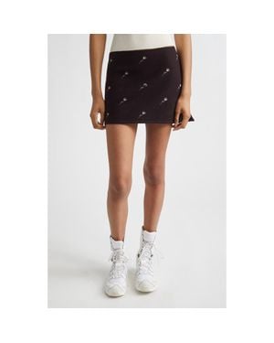 Rier Walker Floral Embroidered Wool Miniskirt - Multicolor