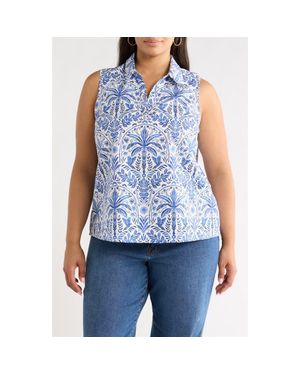Sugarlips Romina Floral Print Sleeveless Top - Blue