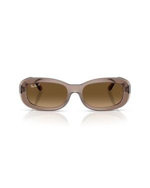 Ray-Ban 56Mm Polarized Oval Sunglasses - Natural