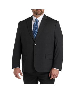 Oak Hill by DXL Big & Tall Jacket Relaxer Windowpane Suit Jacket - Black