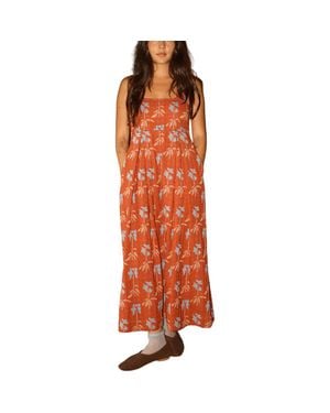 Ace & Jig Freya Square Neck Ankle Length Dress - Orange