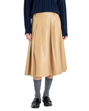 English Factory Pleated Faux Leather Skirt - Blue