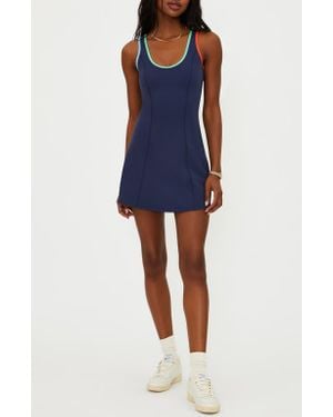 Beach Riot Amaris Colorpop Trim Active Skirted Romper - Blue