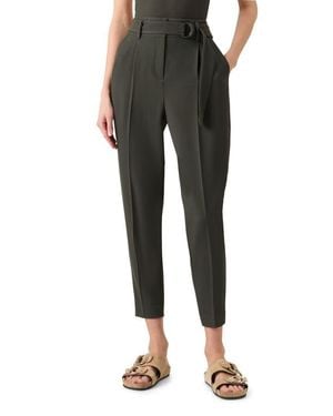 Akris Punto Fred Belted High Waist Crop Virgin Wool Tricotine Pants - Black