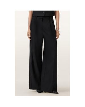 AllSaints Noa Stretch Wool Blend Wide Leg Pants - Black