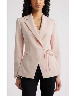 Open Edit Icon Twill Side Tie Blazer - Natural