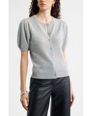 Nordstrom Puff Sleeve Cashmere Cardigan - Gray
