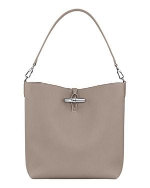 Longchamp Medium Le Roseau Leather Hobo Bag - Gray