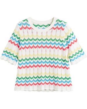 Chinti & Parker Cotton Chevron Stitch T-Shirt - Natural