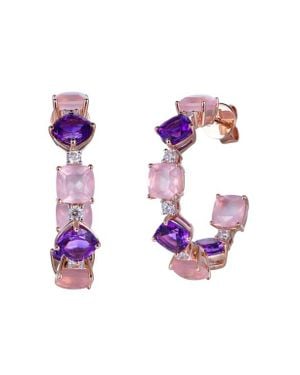 Kahn High Jewelry Rose Quartz & Amethyst Earrings With Diamonds - Purple