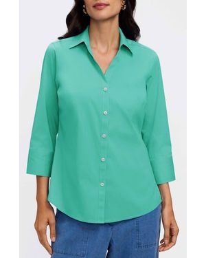 Foxcroft Mary Button-Up Blouse - Green
