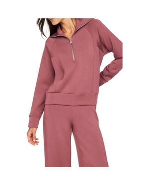 Spanx Airessentials Half Zip Sweatshirt - Red