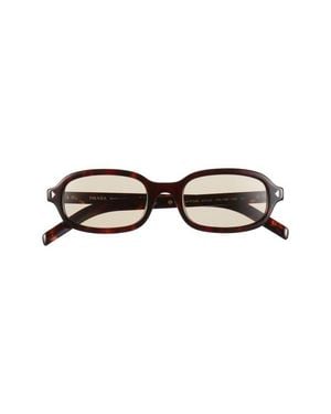 Prada 50Mm Small Oval Sunglasses - Brown