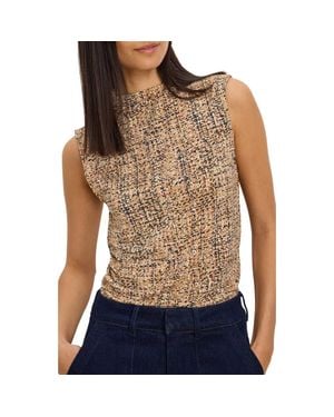 NIC+ZOE Printed Tweed Knit Tank - Blue