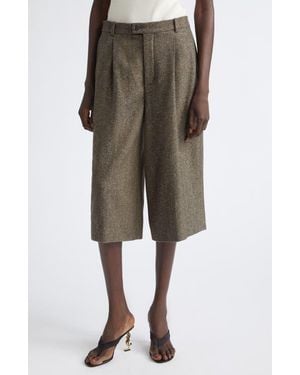Saint Laurent Wool Herringbone Culottes - Green