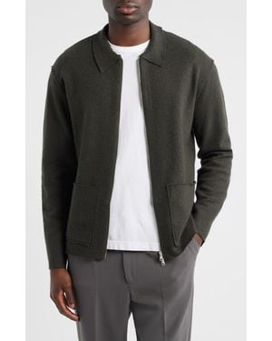 NN07 Jonas 6398 Boiled Merino Wool Zip Cardigan - Black