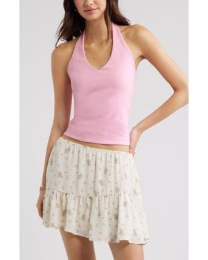 BP. Stretch Cotton Halter Top - Pink