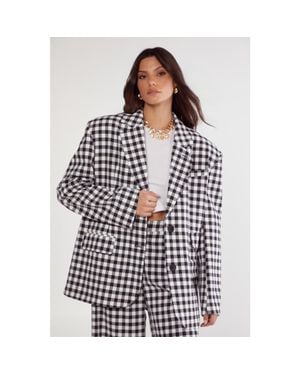 Nasty Gal Gingham Tailored Blazer - Blue