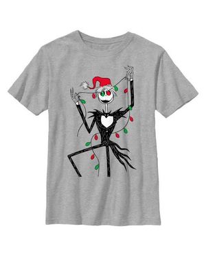 Nightmare Before Christmas Boys' Jack Christmas Lights Graphic Tee - Gray