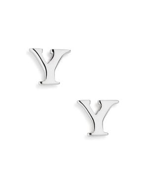 Marlyn Schiff Block Letter Initial Stud Earrings - Blue