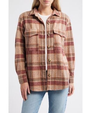 Beach Lunch Lounge Taelyn Buffalo Plaid Oversize Button-Up Shirt - Brown