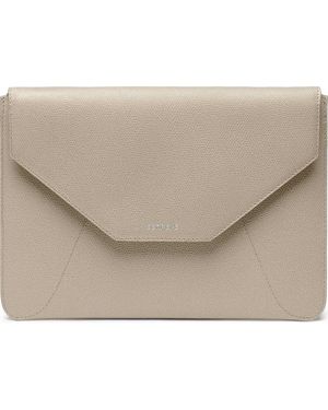 Senreve Mini Envelope 11 Tablet Sleeve Pebbled Leather Portfolio Clutch - Natural