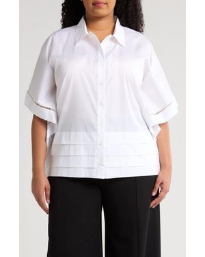 Harshman Harpa Short Sleeve Cotton Button-Up Shirt - White