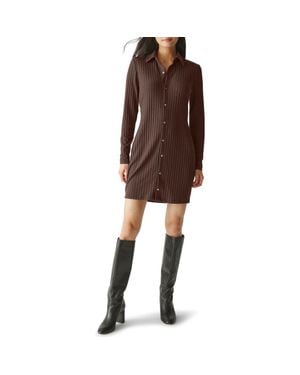 Michael Stars Kayla Long Sleeve Minidress - Brown