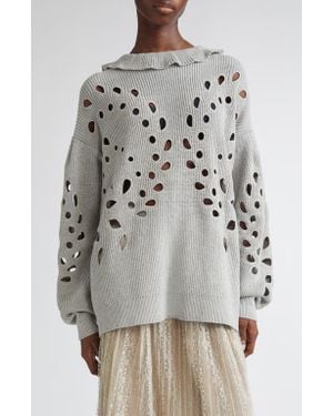 Ulla Johnson Francia Cutout Sweater - Gray
