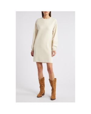 Treasure & Bond Mixed Media Long Sleeve Sweater Dress - Natural