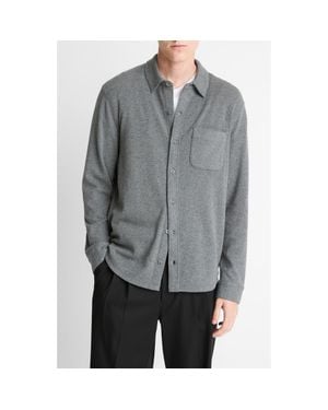 Vince Knit Button-Up Shirt Jacket - Gray