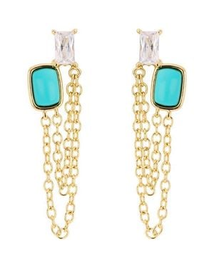 ATHRA LUXE Stone And Cubic Zirconia Chain Drop Earrings - Metallic