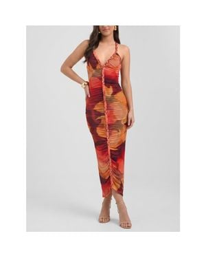 Rachel Roy Thalassa Printed Mesh Dress - Red