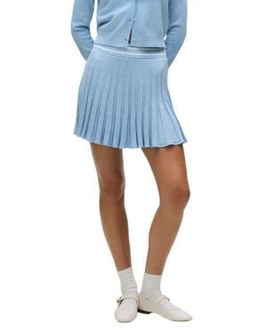 Greyson Pleated Pointelle Sweater Skirt - Blue