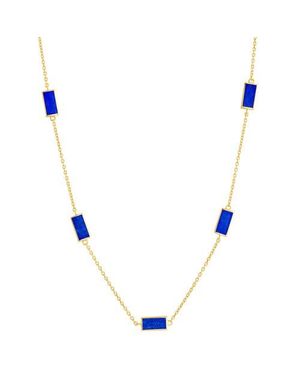 Jan Leslie Five Stations Rectangle Dash Necklace - Blue