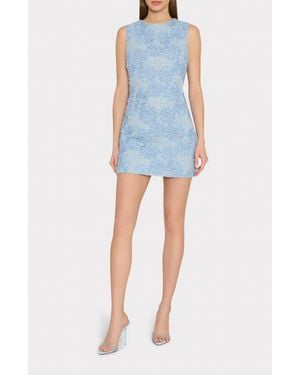 MILLY Ivette Tweed Floral Appliqué Shift Minidress - Blue