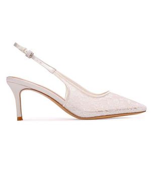 Black Suede Studio Maisie 70 Pump - White