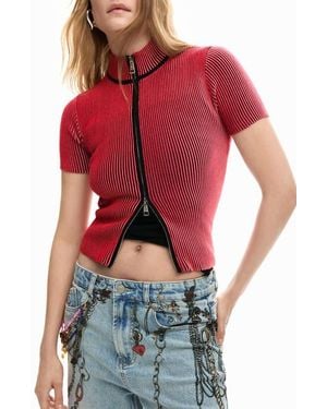 Desigual Stripe Knit Top - Red