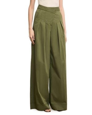 Veronica Beard Heron Pleated Wide Leg Pants - Green