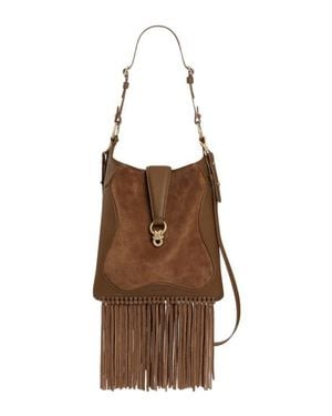 Sandro Leather And Suede Fringe Bag - Brown