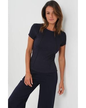 Anatomie Short Sleeve Celeste Rib Top With Seam Shaping - Blue