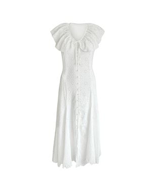BrunnaCo The Padar Embroidery Midi Dress - White