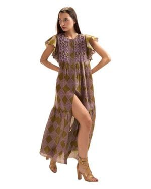 Cynthia Rowley Ramie Midi Pintuck Kaftan - Brown