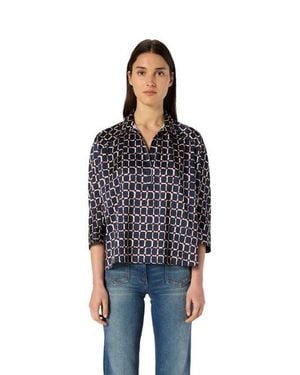 Gerard Darel Ariane Geometric Print Boxy Blouse - Blue