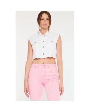 Kancan Shay Cropped 90S Denim Vest - White