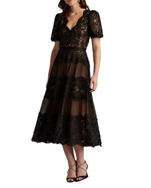 lyvienne chiffon lace maxi dress Seraphina Lace Tiered Maxi Dress in Black main image 1