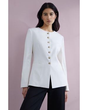 Nordstrom Collarless Linen Blend Blazer - White