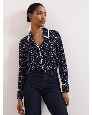 Phase Eight Rita Printed Collared Button-Up Shirt - Blue
