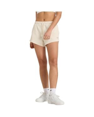 New Balance Coastal Fleece Cotton Blend Drawstring Shorts - White